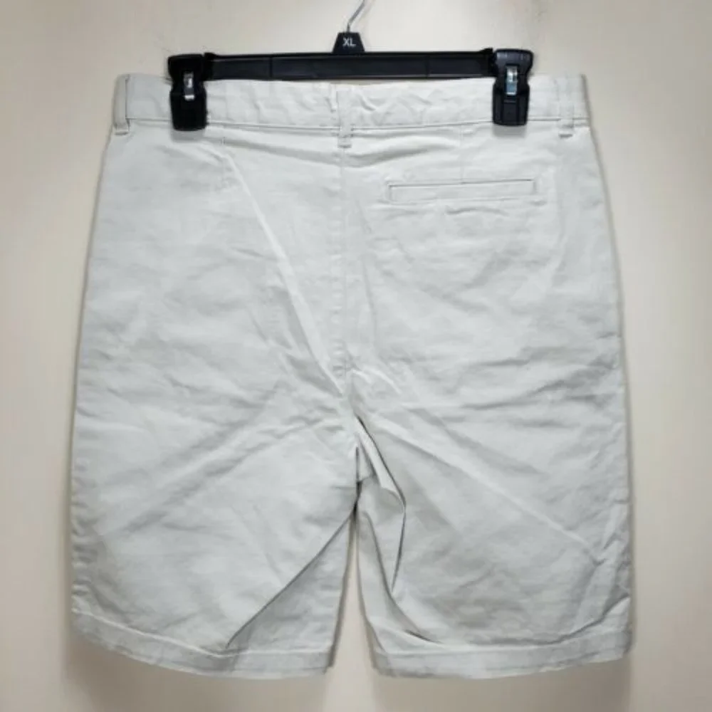 Old Navy tan beige khaki bermuda shorts girls sz 14 Plus zip fly flat adj‎ waist